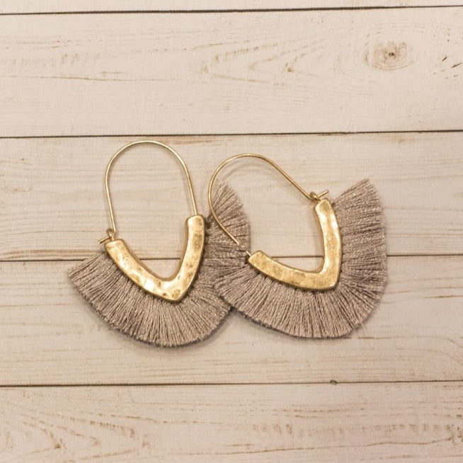 Oval V Fan Tassel Hoops