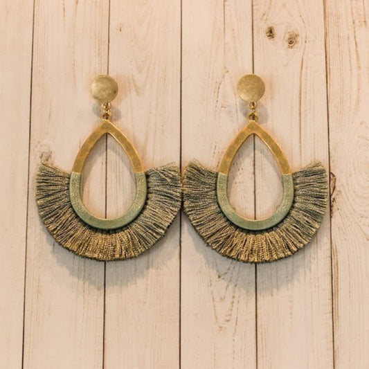 Teardrop & Wrapped Tassel Earrings