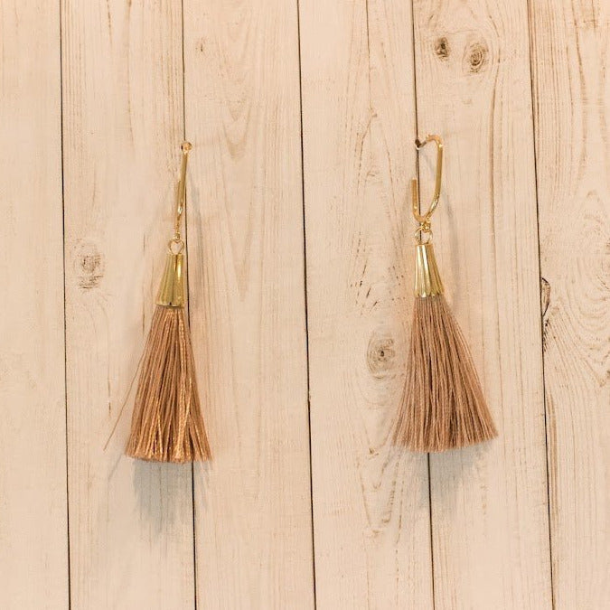 Capped Tassel Dangle Earrings - Dusty Pink