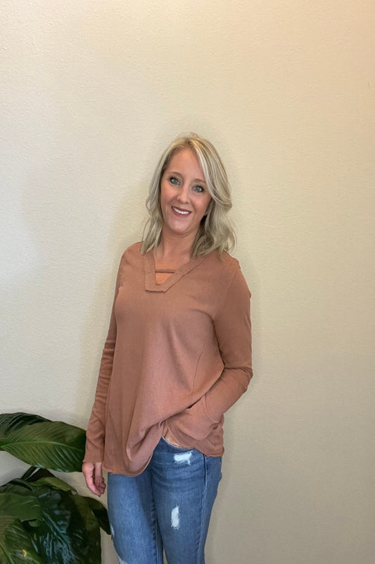 Long Sleeve Tee With Edgy Detail