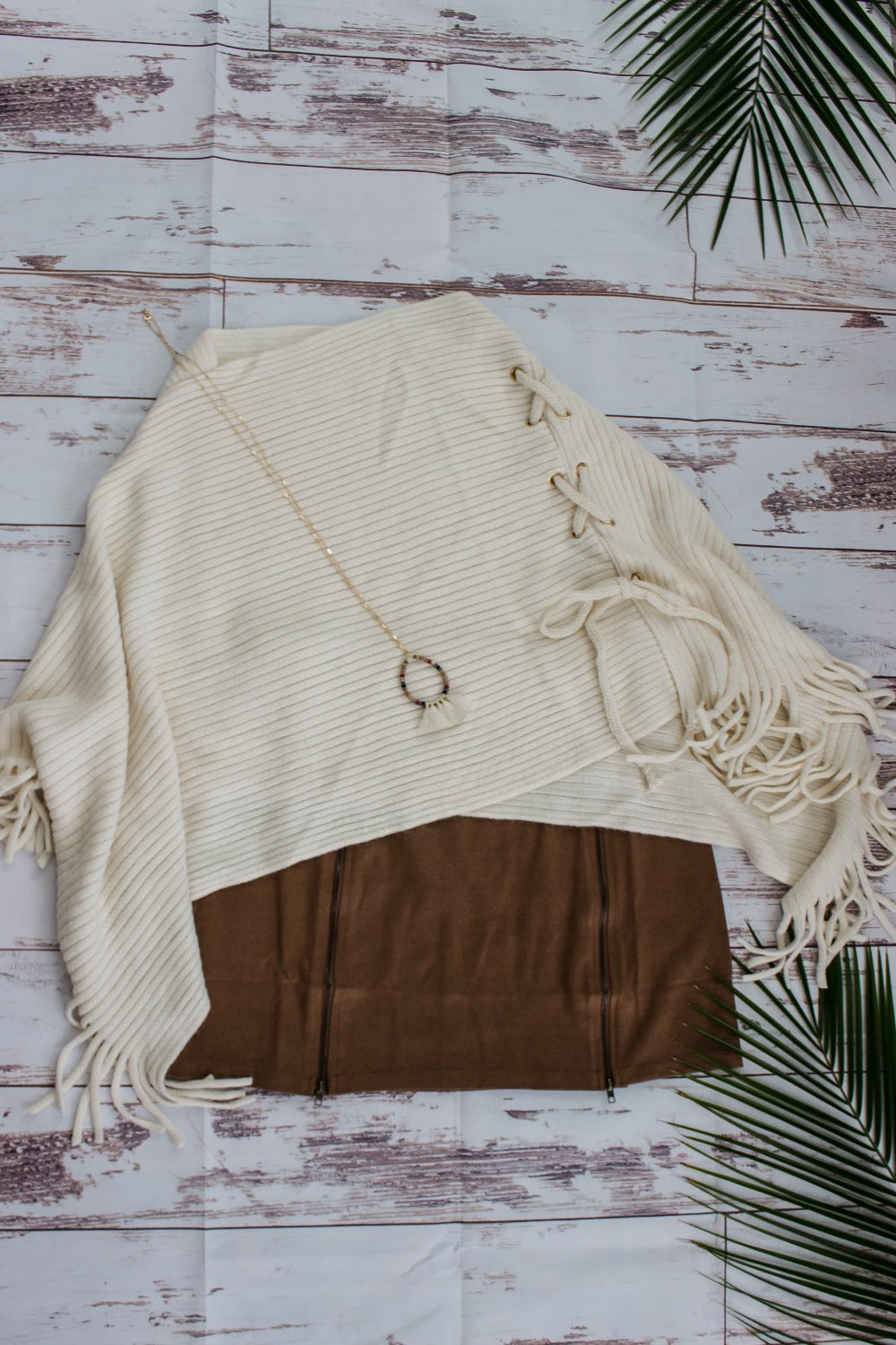 Lace-up Kimono - Ivory