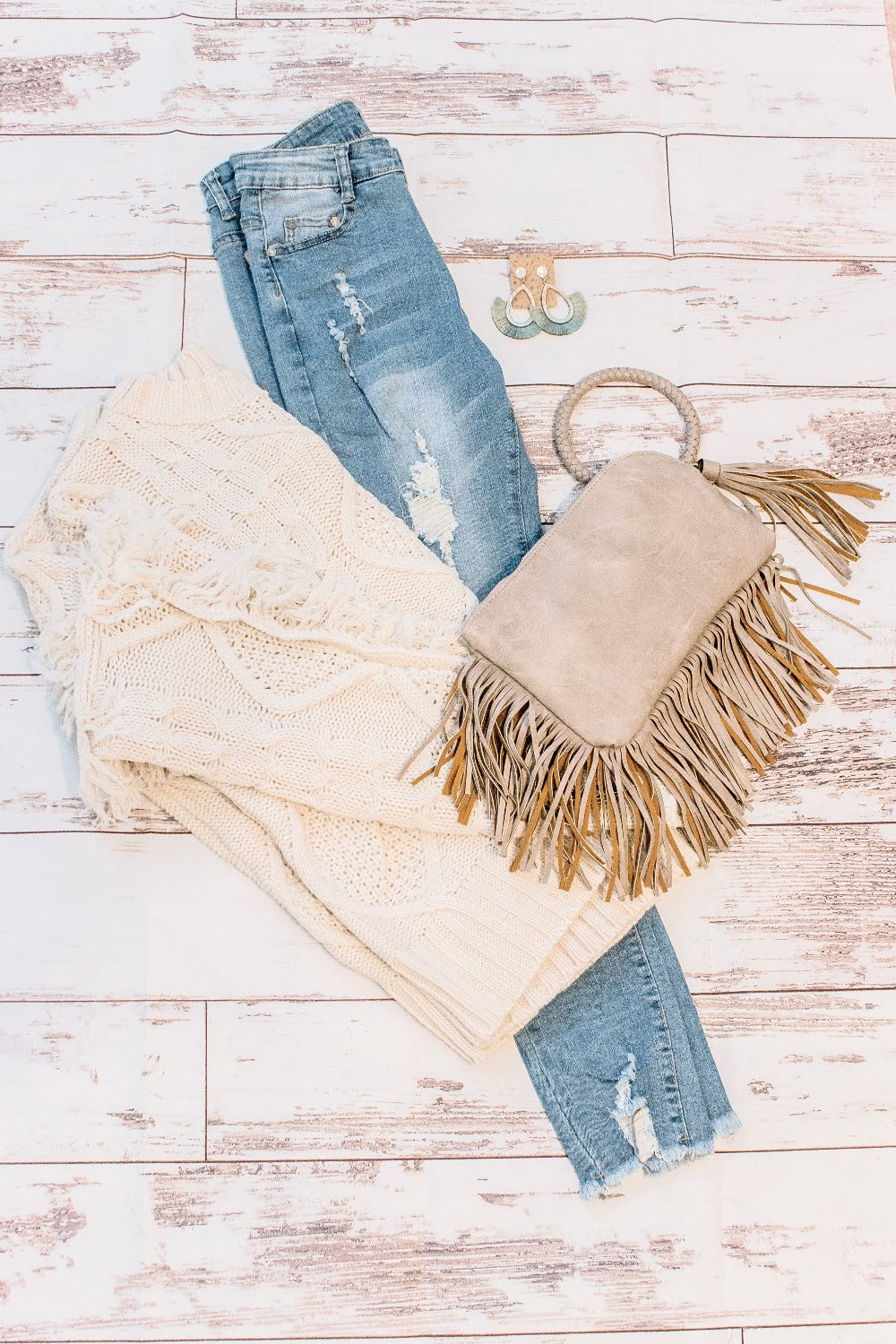 Distressed Ripped Jeggings - Light Denim