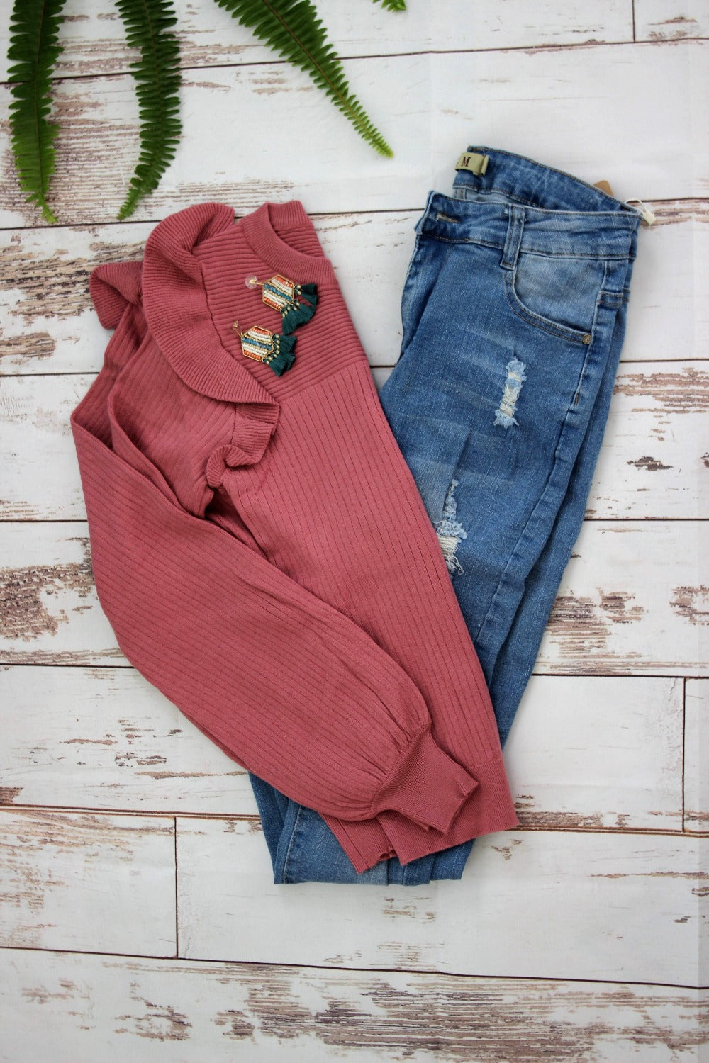 Ruffle Should Crew Neck Sweater