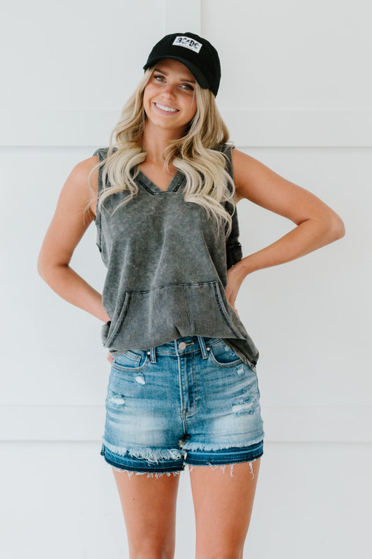 Sew in Love Gray Hooded Tank