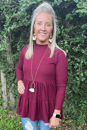 Burgundy Peplum