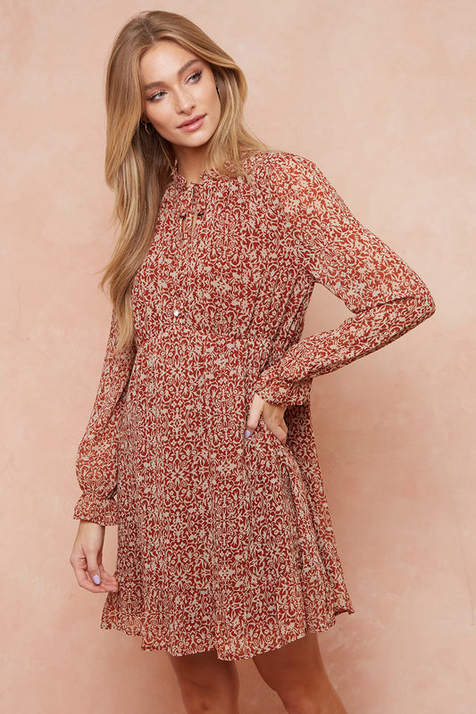 V-Neck King Sleeve Mini-Dress