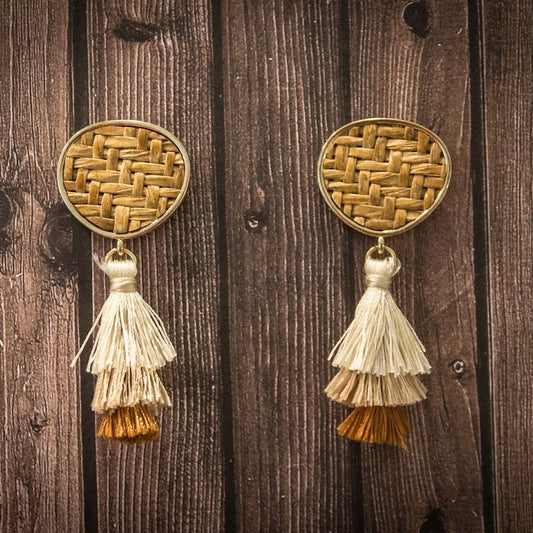 Braided Tassel Earrings - Natural