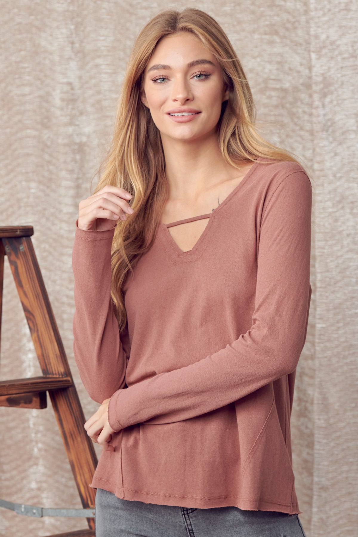 Long Sleeve Tee with Edgy Detail