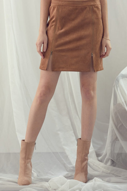 Zipper Front Mini Skirt
