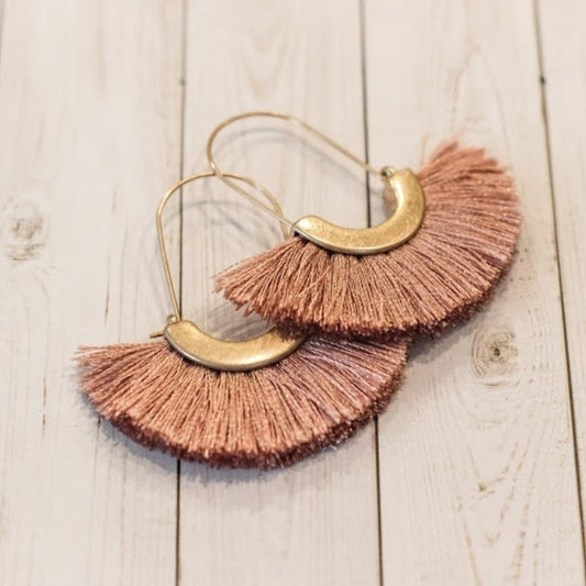 Fan Tassel Long Hoop Earrings