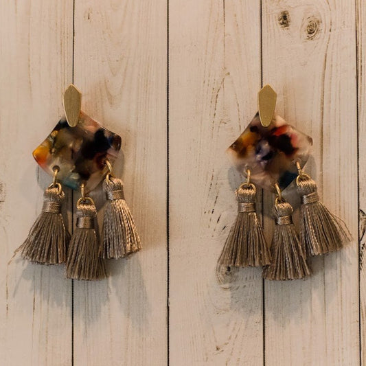 Beaded 2 Circle Earrings