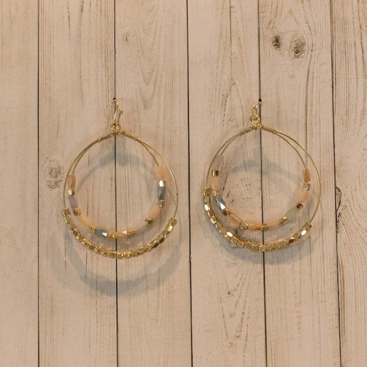Beaded 2 Circle Earrings