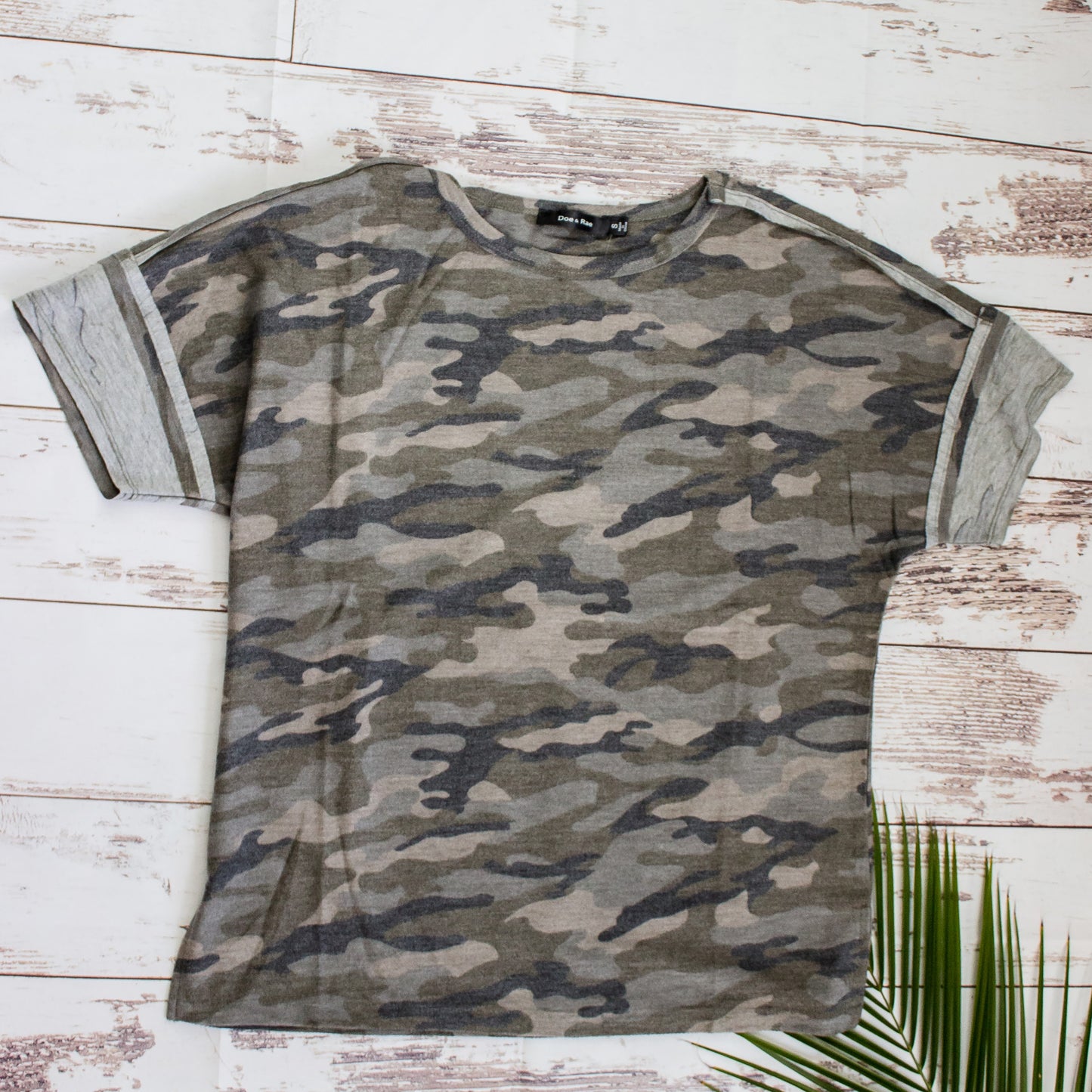 Drop Shoulder Camo Top