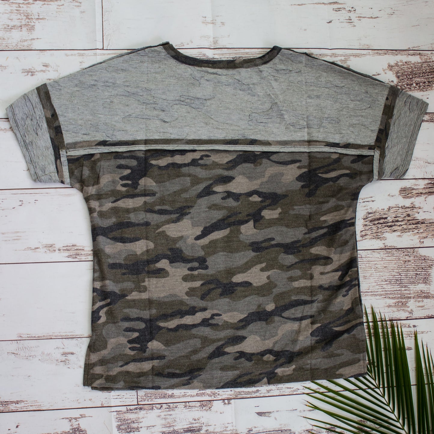 Drop Shoulder Camo Top