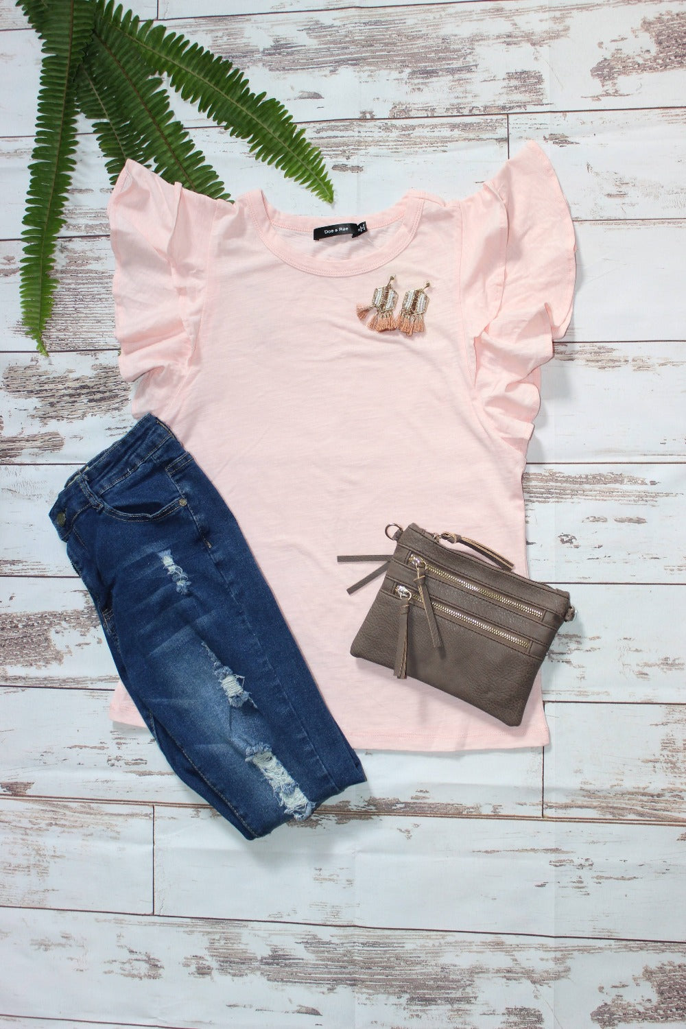 Ruffle Sleeve Tee - Pink