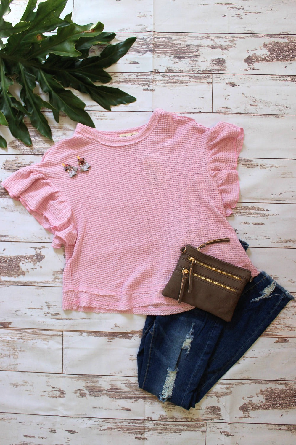 Pink Ruffle Sleeve Top