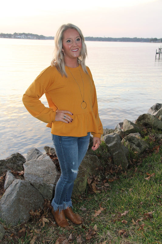 Long Sleeve Peplum Tee