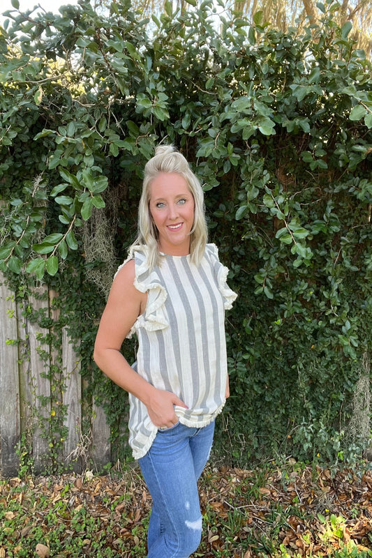 Striped Ruffle Top