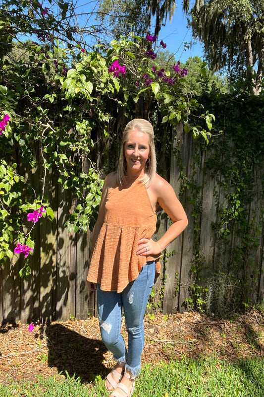 Geometric Edge Peplum Tank